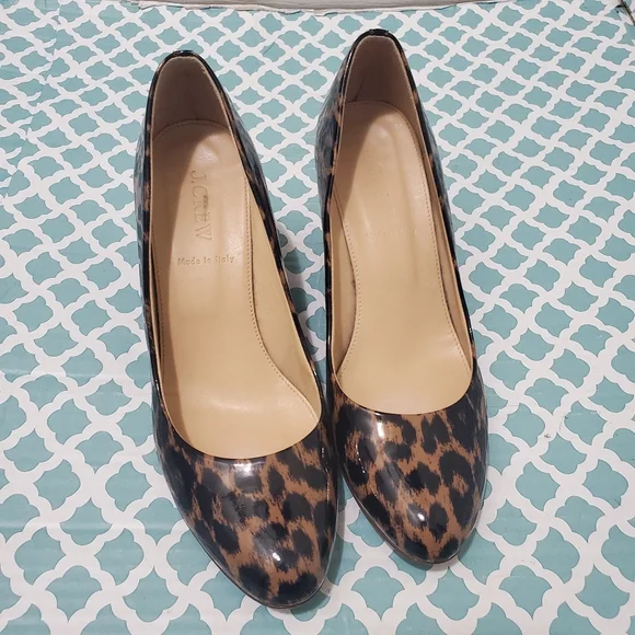 Crew Shoes J Crew Martina Wedge Pump Patent Leopard Print
